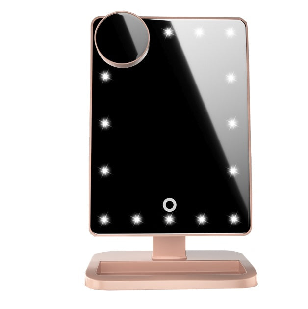 3-in-1 Multifunktionaler Make-Up Spiegel mit Touchscreen, 20 LED Leuchten, Bluetooth Lautsprecher 10-facher Vergrößerung