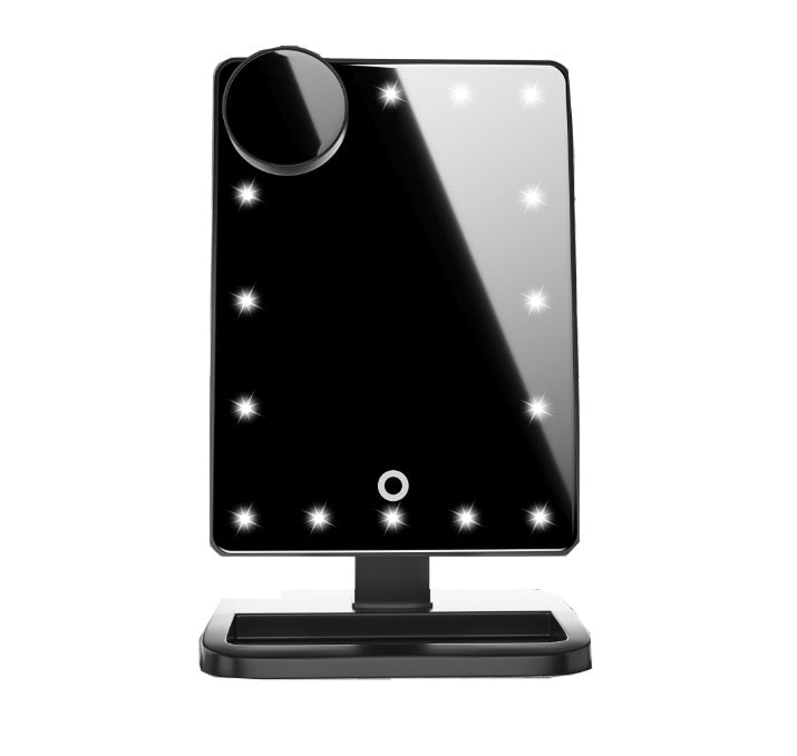 3-in-1 Multifunktionaler Make-Up Spiegel mit Touchscreen, 20 LED Leuchten, Bluetooth Lautsprecher 10-facher Vergrößerung