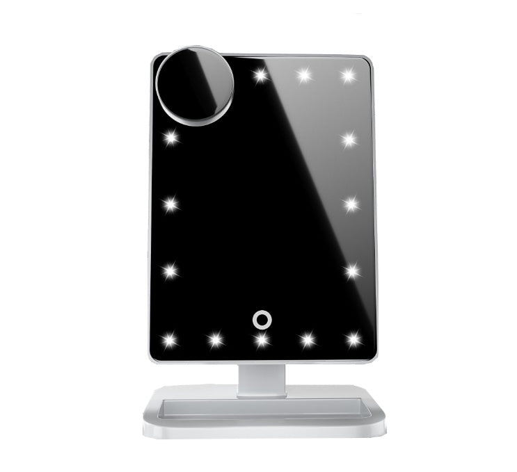 3-in-1 Multifunktionaler Make-Up Spiegel mit Touchscreen, 20 LED Leuchten, Bluetooth Lautsprecher 10-facher Vergrößerung