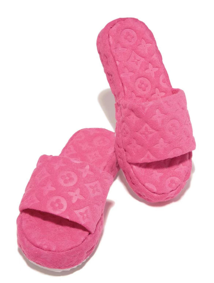 Fellpantoffeln für Damen mit Blumenmuster
