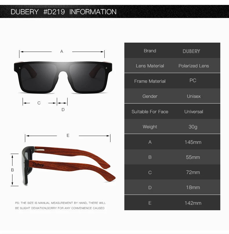 DUBERY® Sonnenbrillen aus natürlichem Holz für Herren