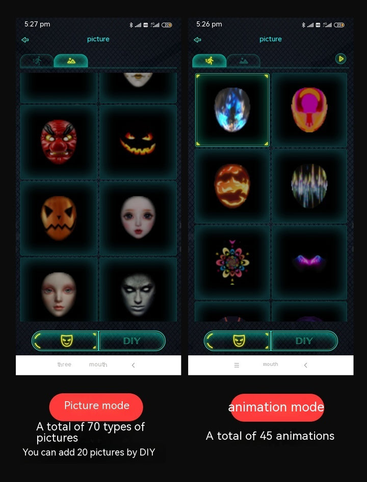 Farbige LED-Gesichtsmaske für Halloween