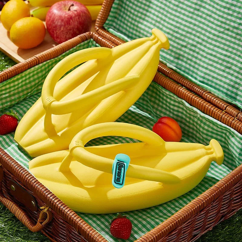 Banana Design Flip Flops for Women Men Summer Novelty Slippers Thick Sole Platform Non-Slip Sandals Bathroom Couple Shoes