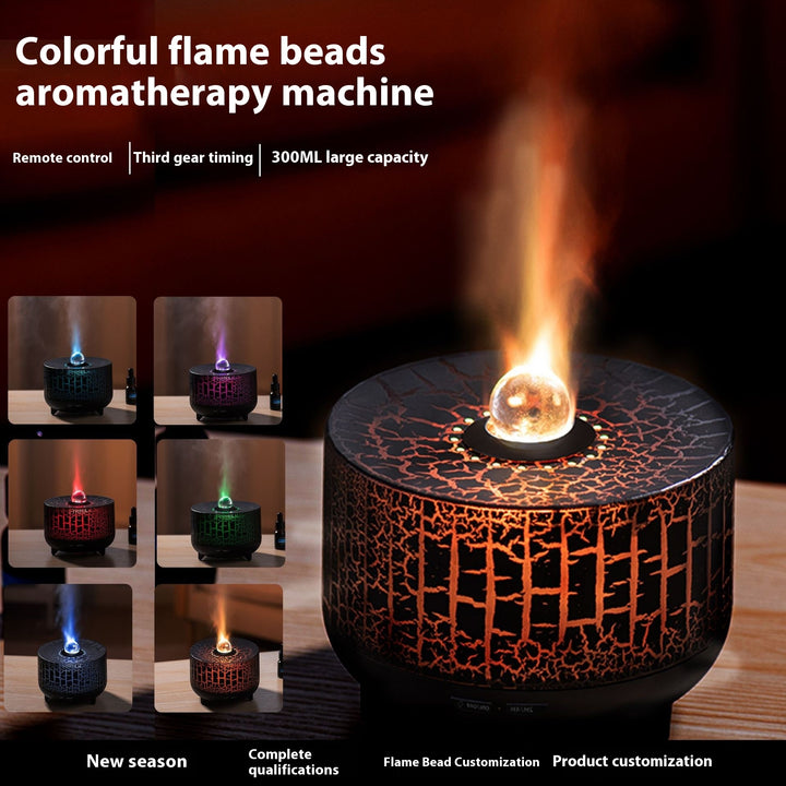 Luftbefeuchter - Perlen Aroma-Diffusor mit einer bunten Simulationsflamme