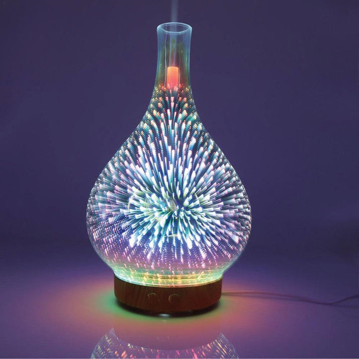 3D-Glas-Aroma-Diffuser mit Spiegeleffekt und Feuerwerksmuster