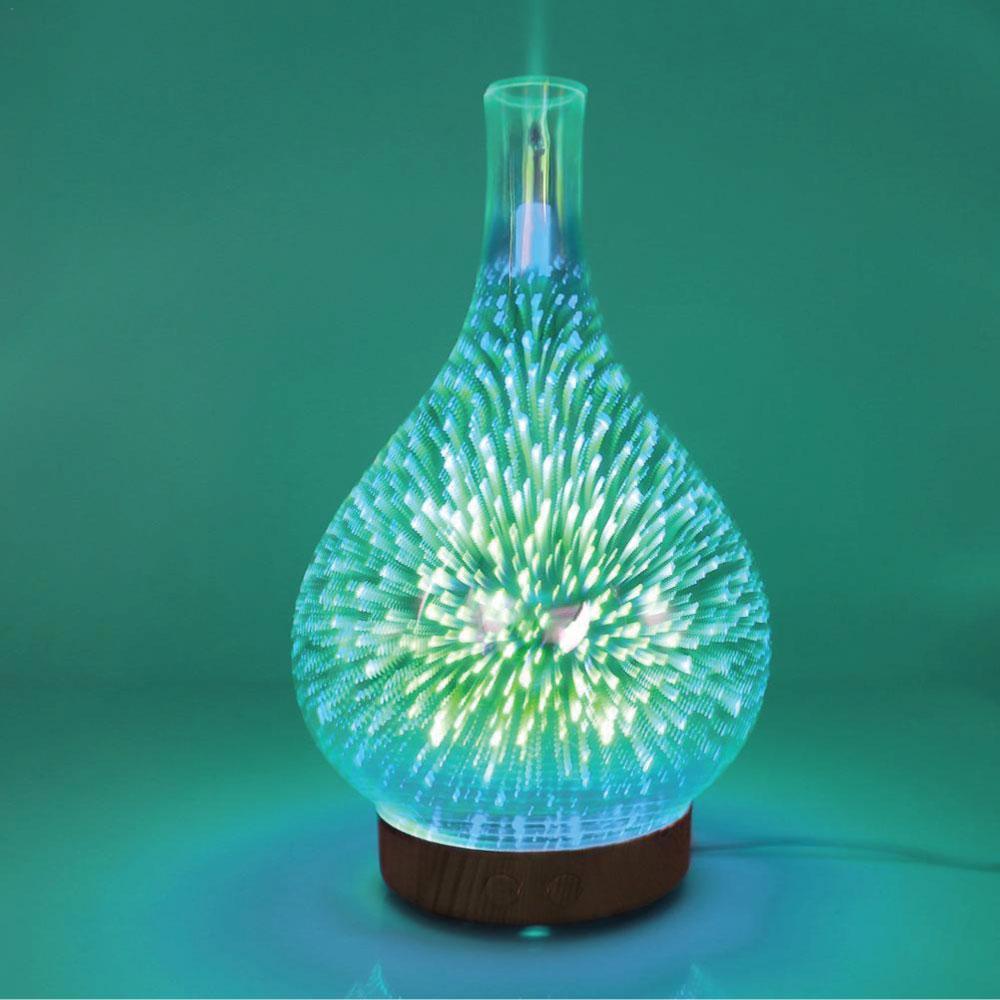 3D-Glas-Aroma-Diffuser mit Spiegeleffekt und Feuerwerksmuster