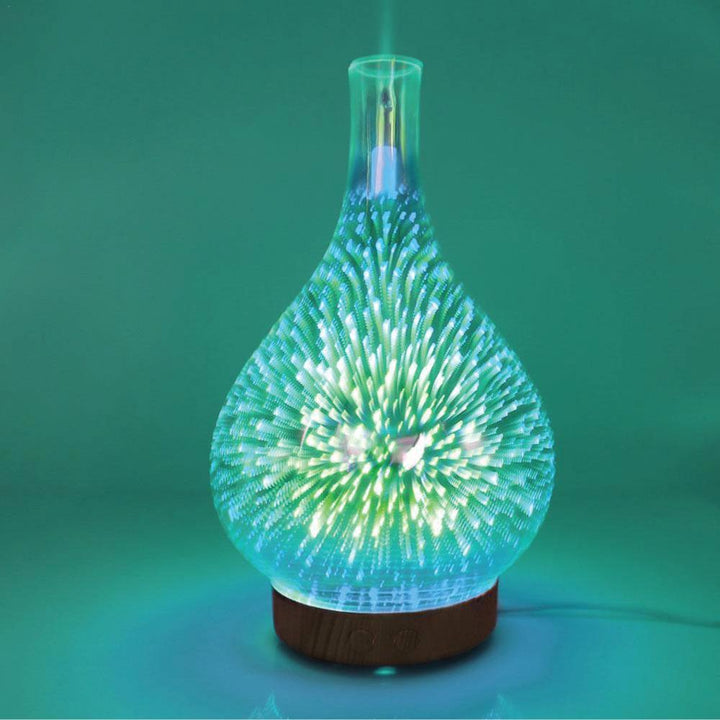 3D-Glas-Aroma-Diffuser mit Spiegeleffekt und Feuerwerksmuster